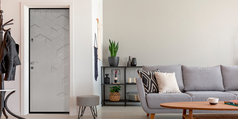 Дверь «Теруэль» в оттенке «Платиновый серый» в интерьере