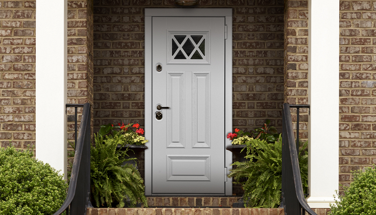 Входная дверь в дом с окном в стиле Прованс | Модель «Лира» — Стальная линия
