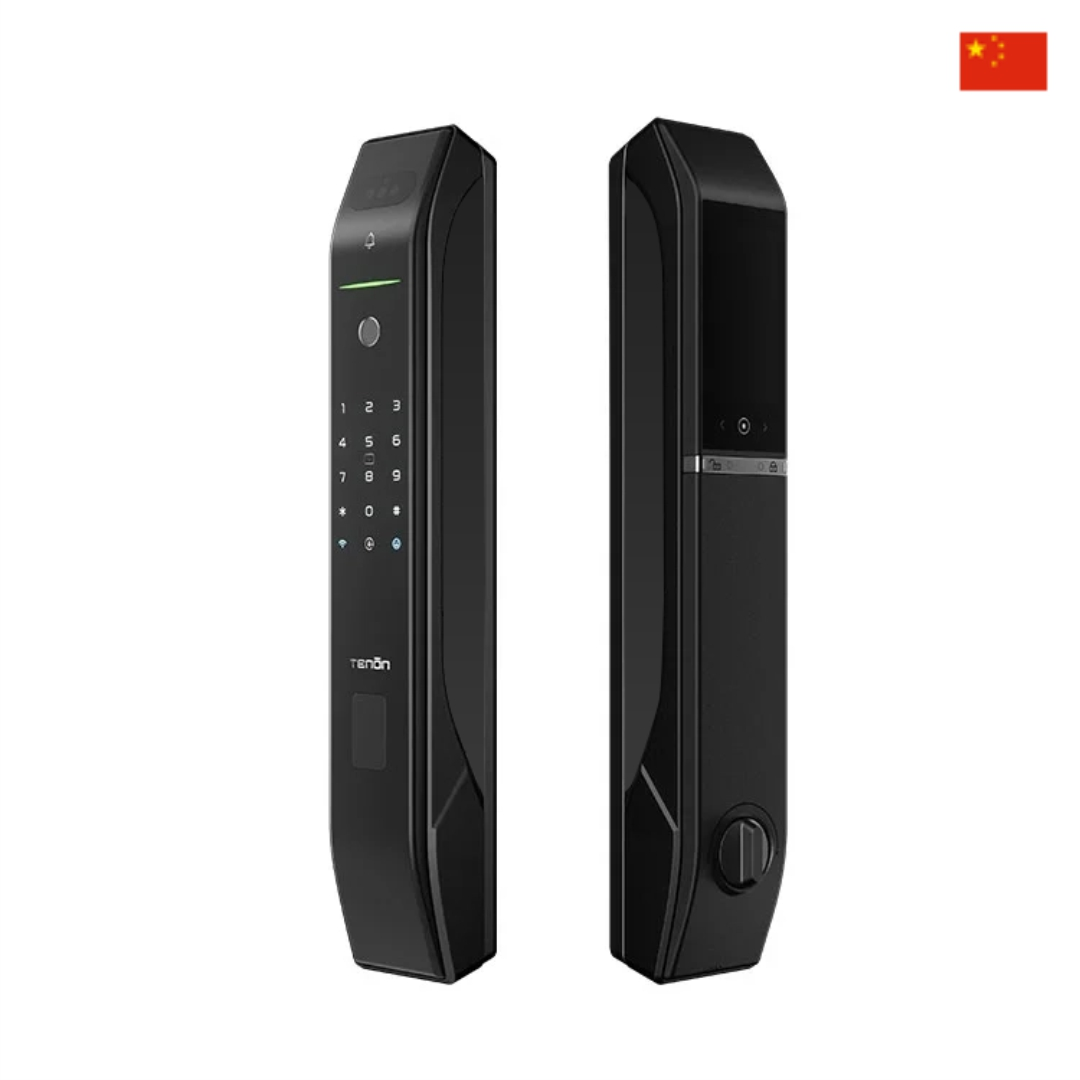 Умный замок на входную дверь Tenon D7 Pro с распознаванием лица и встроенным видеодомофоном.