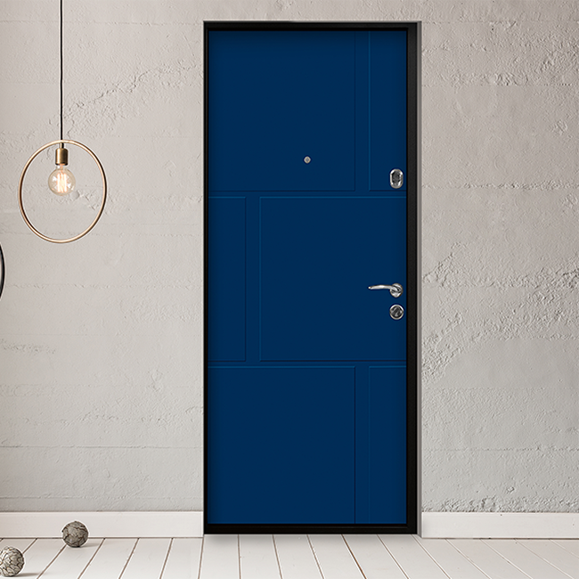 Синяя входная дверь в квартиру | Модель «Фламенко» - Стальная линия
