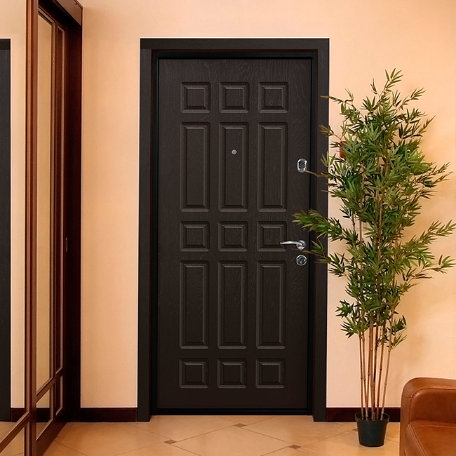 Темная входная дверь в квартиру | Модель «Шервуд» - Стальная линия