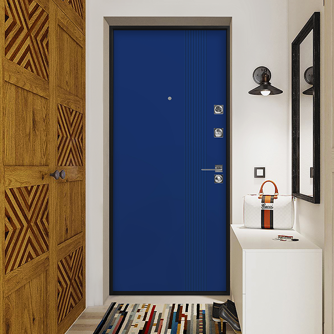 Синяя входная дверь в квартиру | Модель «Ванкувер» - Стальная линия