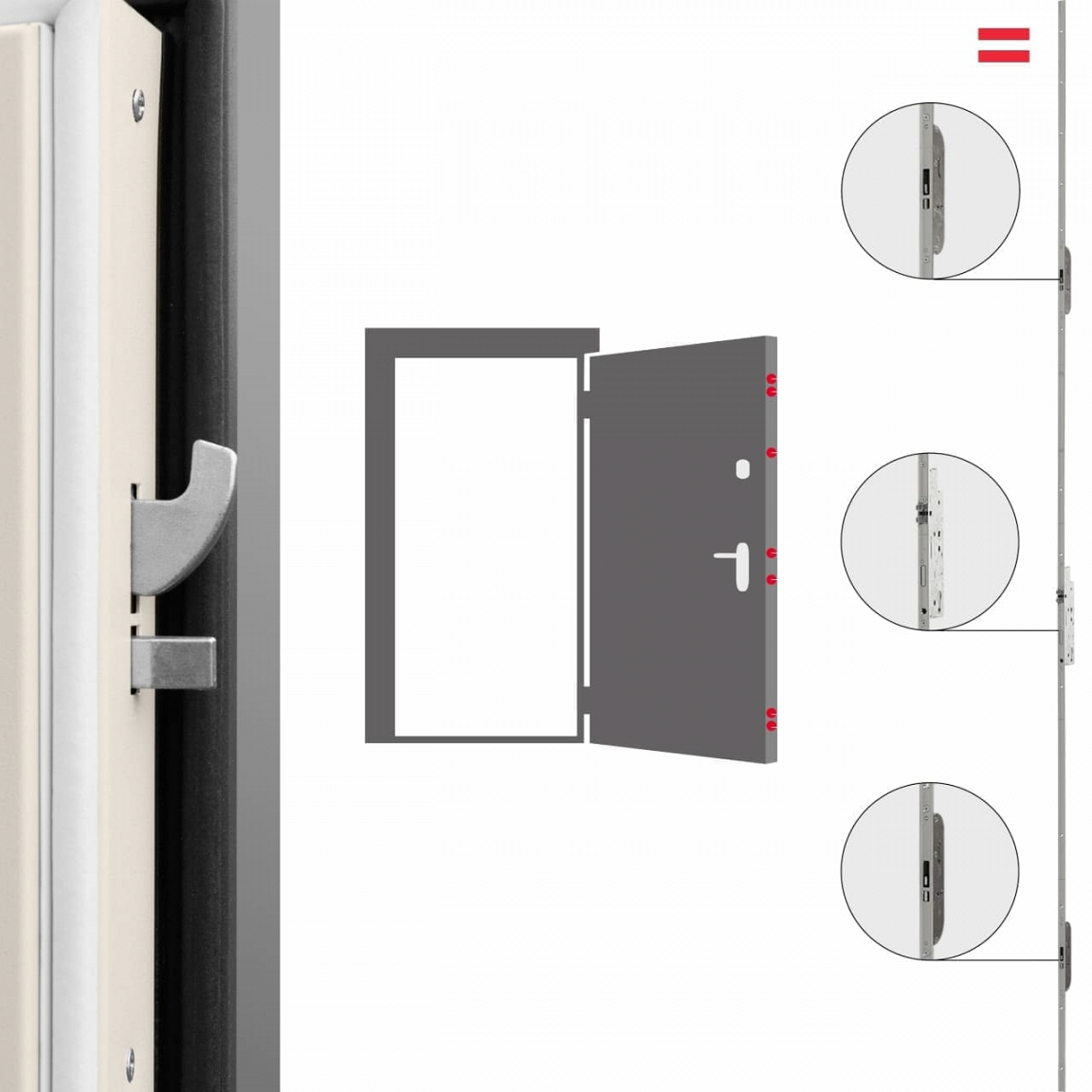 Замок для входной двери базовый Хаски Pro — многоточечное запирание «крюк-штырь» повышает защиту.