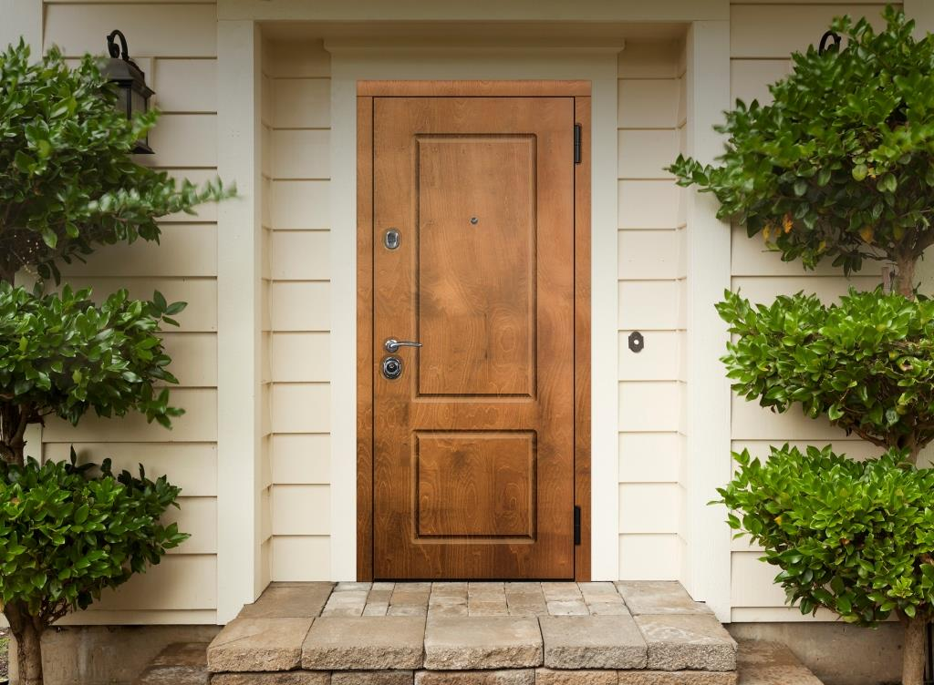 дверь в дом из натурального дерева
