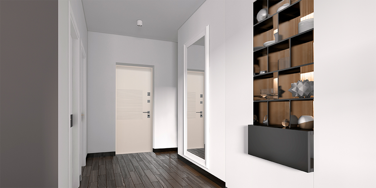 Бежевая входная дверь